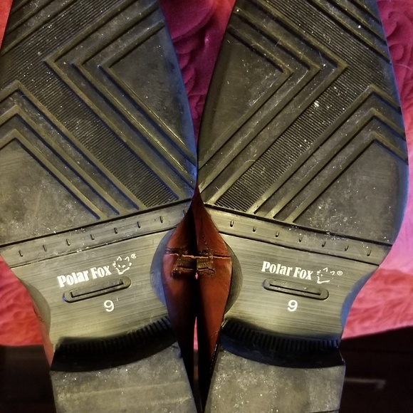 Burgundy Round Toe Ankle High Riding Boots - Picture 5 of 7